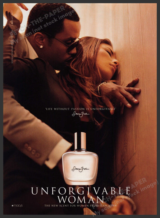 Sean John Unforgivable Woman 2000s Print Advertisement 2007 P, Diddy Fetch-the-Paper