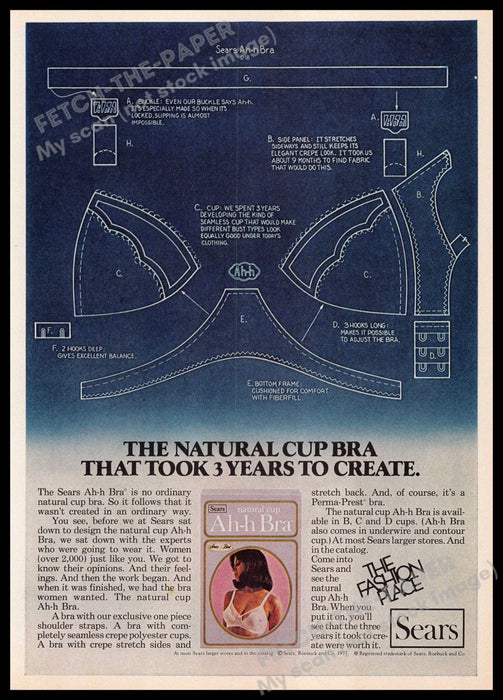 Sears Ah-h Bra 1970s Print Advertisement 1977 Blue Print Bra Specs Sears Ah-h