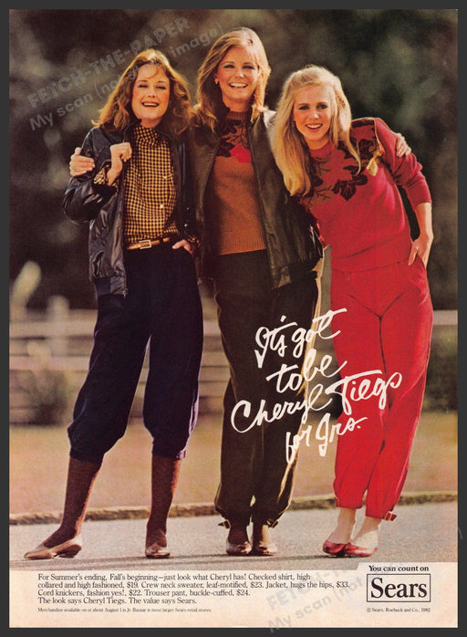 Sears Cheryl Tiegs 1980s Print Advertisement 1982 Friends Clothing Fetch-the-Paper