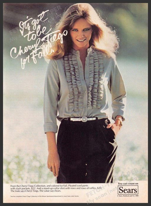 Sears Cheryl Tiegs 1980s Print Advertisement 1982 Sunshine Outside Fetch-the-Paper