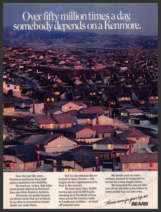 Sears Kenmore 1980s Magazine Print Advertisement 1985 American Neighborhood Sears Kenmore