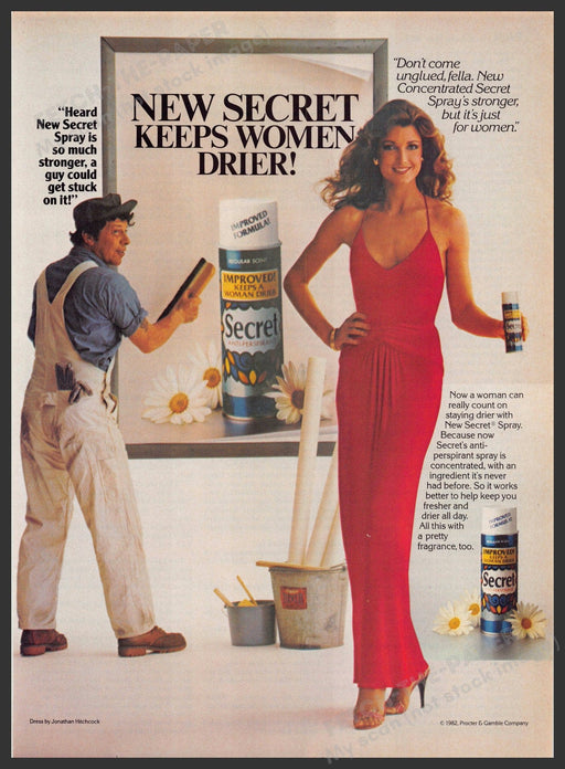Secret Deodorant 1980s Print Advertisement 1982 Wallpaper Guy Fetch-the-Paper