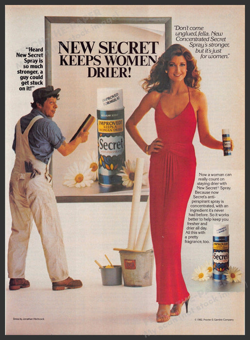 Secret Deodorant 1980s Print Advertisement 1982 Wallpaper Guy Fetch-the-Paper