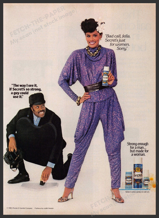 Secret Deodorant 1980s Print Advertisement 1983 Umpire "Bad call fella" Fetch-the-Paper