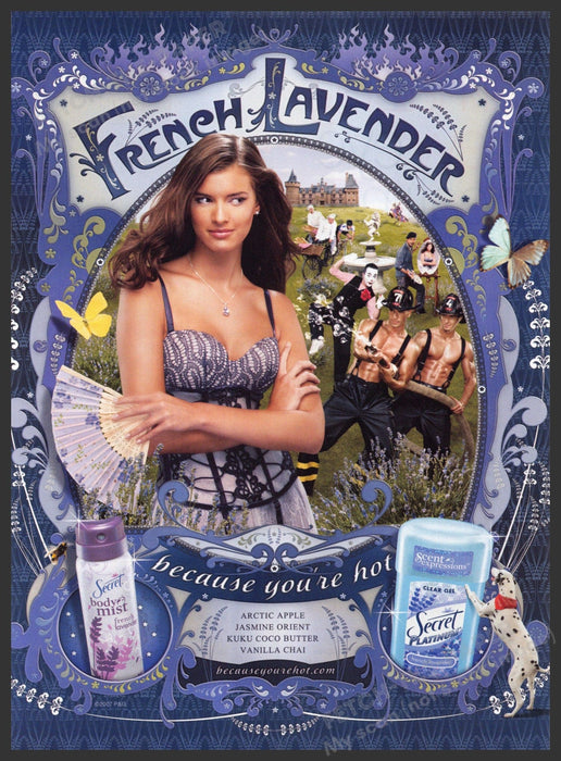 Secret Deodorant French Lavender 2000s Print Advertisement 2007 Beefy Men Secret Deodorant