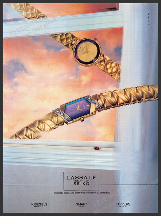 Seiko Watch Lassale 1990s Print Advertisement Ad 1992 Lady Bug Fetch the Paper!