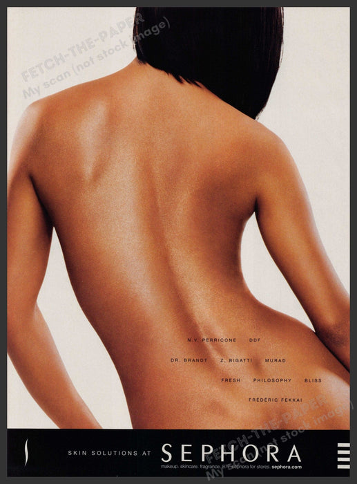 Sephora Skin Solutions 2000s Print Advertisement 2004 Woman Bare Back Tan Fetch-the-Paper