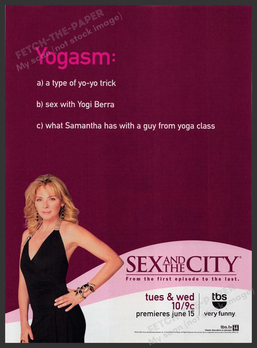 Sex and the City Kim Cattrall 2000s Print Advertisement Ad 2004 Yogasm Fetch-the-Paper