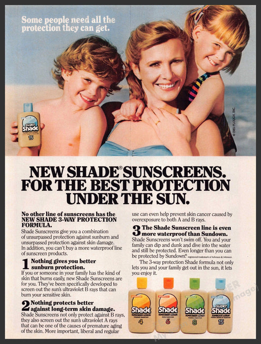Shade 1980s Magazine Print Advertisement 1985 Sunscreen Skincare Sun Family Shade