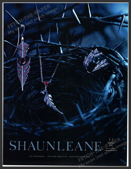 Shaunleane 2000s Print Advertisement 2005 Jewelry Feathers Bird Nest Fetch-the-Paper