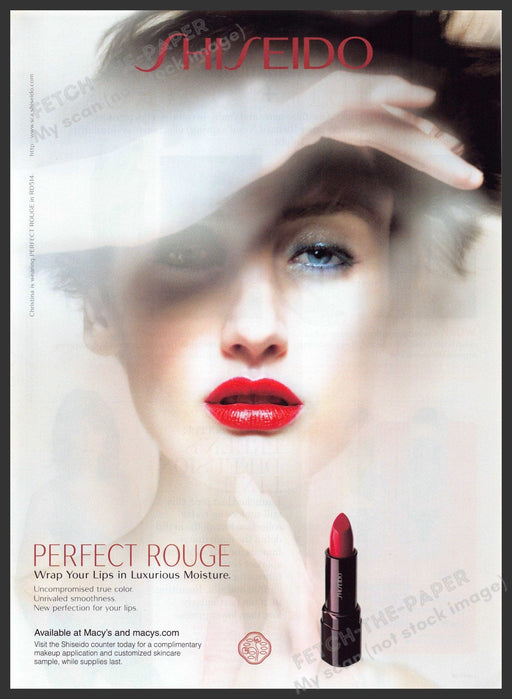 Shiseido 2000s Print Advertisement 2009 Red Lips Perfect Rouge Fetch-the-Paper