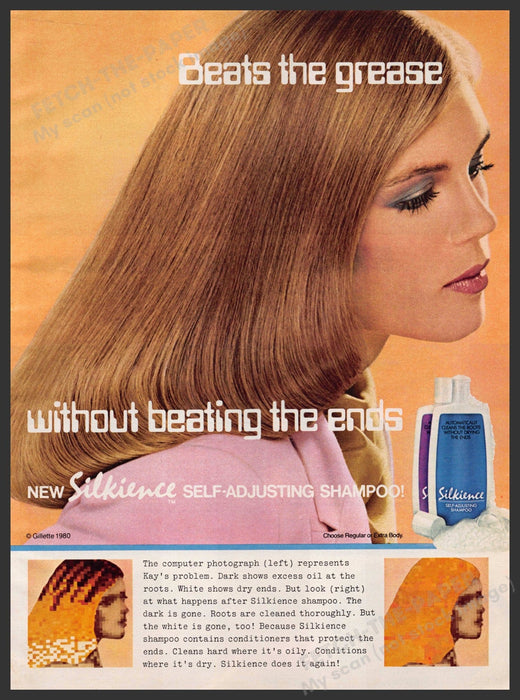 Silkience 1980s Print Advertisement 1981 "Beat the grease" Silkience