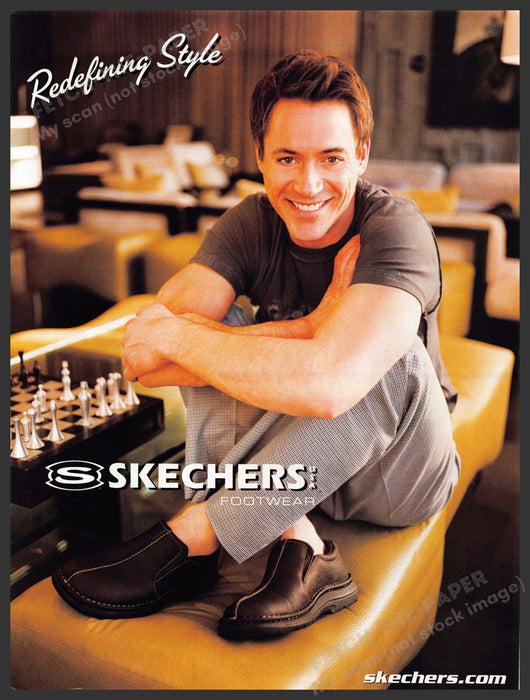 Skechers Robert Downey Jr. 2000s Print Advertisement 2002 Footwear Playing Chess Fetch-the-Paper