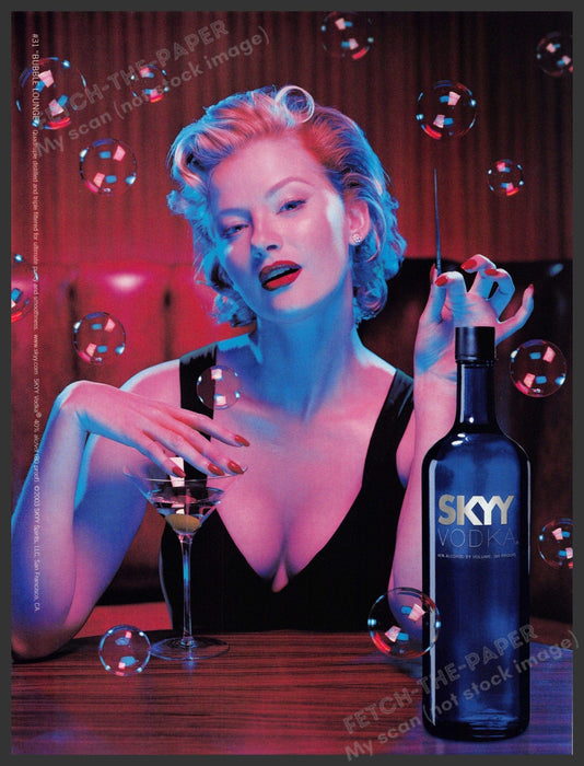 Skyy #31 "Bubble Lounge" 2000s Print Advertisement 2003 Blonde Martini Pin Fetch-the-Paper