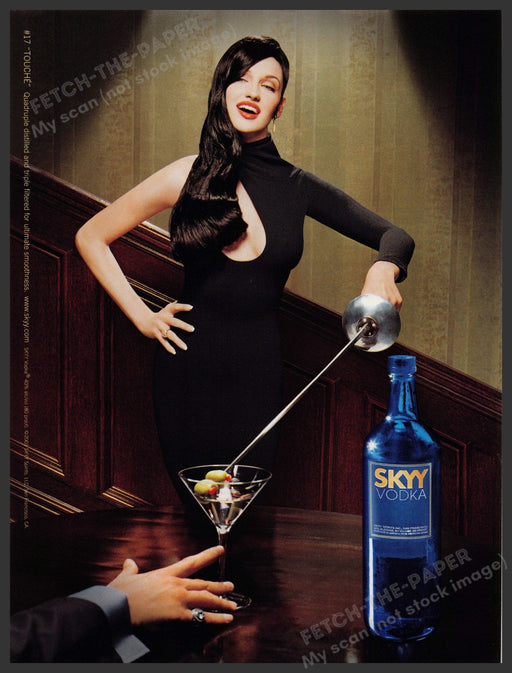Skyy Vodka #17 Touche 2000s Print Advertisement 2001 Girl Fencing Olives Fetch-the-Paper