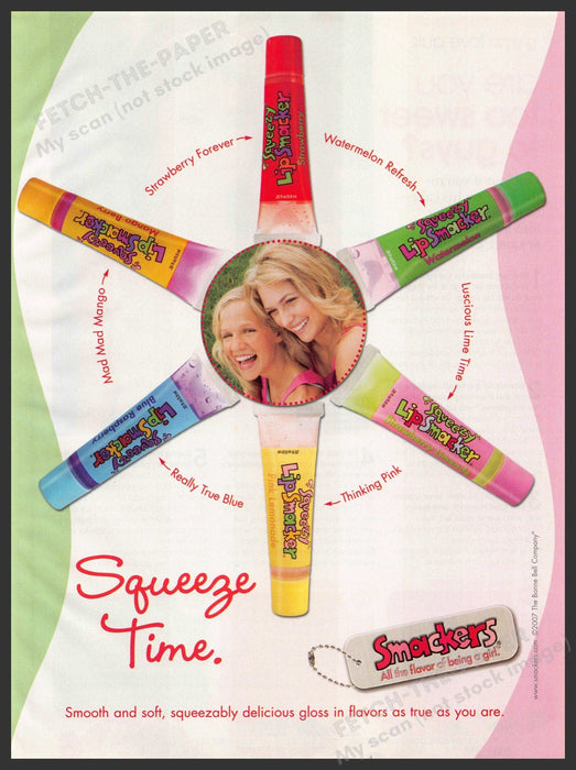 Smackers Squeeze Time 2000s Print Ad 2007 Lips Flavor Girls Smackers