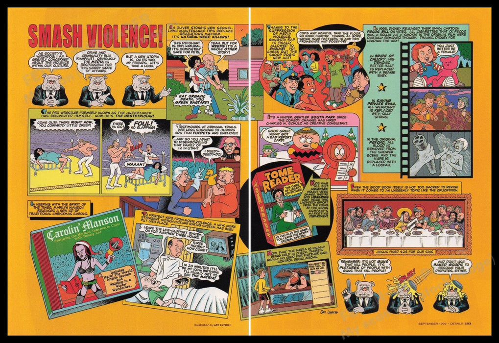 Smash Violence Hilarious Comic 1990s Print Advertisement (2 pgs) 1999 Fetch the Paper!