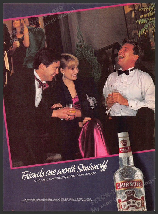 Smirnoff 1980s Print Advertisement 1986 Evening Get Together House Party Friends Smirnoff