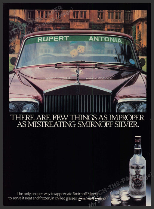 Smirnoff Silver 1980s Print Advertisement Ad 1980 Car Fetch-the-Paper