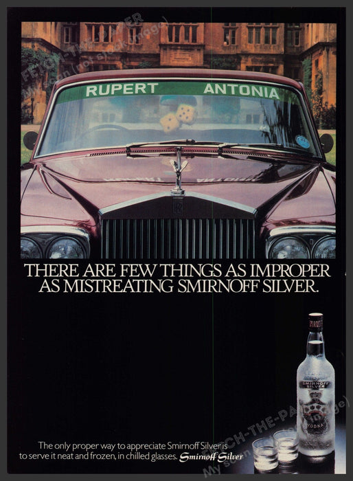 Smirnoff Silver 1980s Print Advertisement Ad 1980 Car Fetch-the-Paper