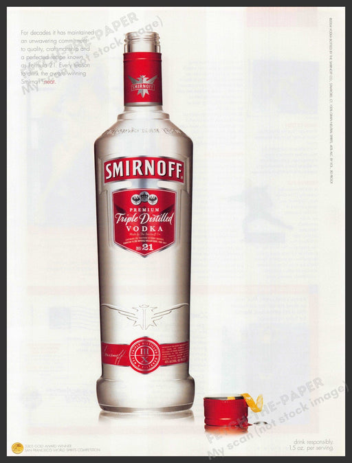 Smirnoff Vodka 2000s Print Advertisement 2005 Formula 21 Drink Neat Fetch-the-Paper