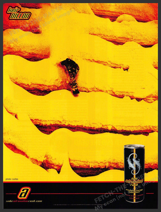 Sobe Adrenaline Rush 2000s Print Advertisement 2001 Keir Dillon Snowboarder Fetch-the-Paper