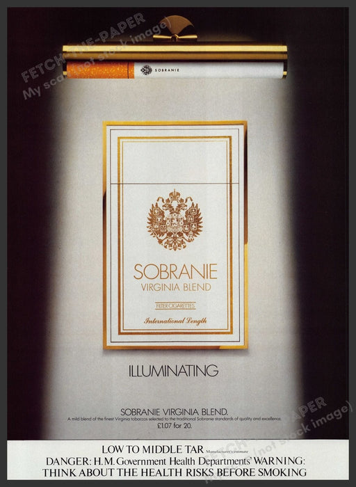 Sobranie Virginia Blend Cigarettes 1980s Print Advertisement Ad 1982 Fetch the Paper!