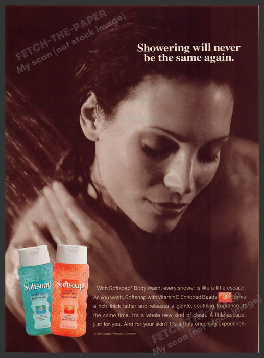 Softsoap 1990s Magazine Print Advertisement 1998 "Showering never be same again" Softsoap