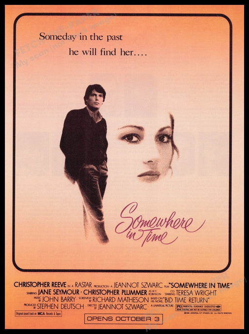 Somewhere In Time Movie Promo 1980s Print Advertisement 1980 Christopher Reeve Fetch the Paper!