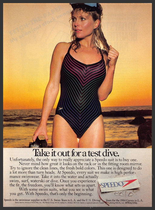 Speedo 1980s Magazine Print Advertisement 1984 Legs Sunset Swimsuit Speedo
