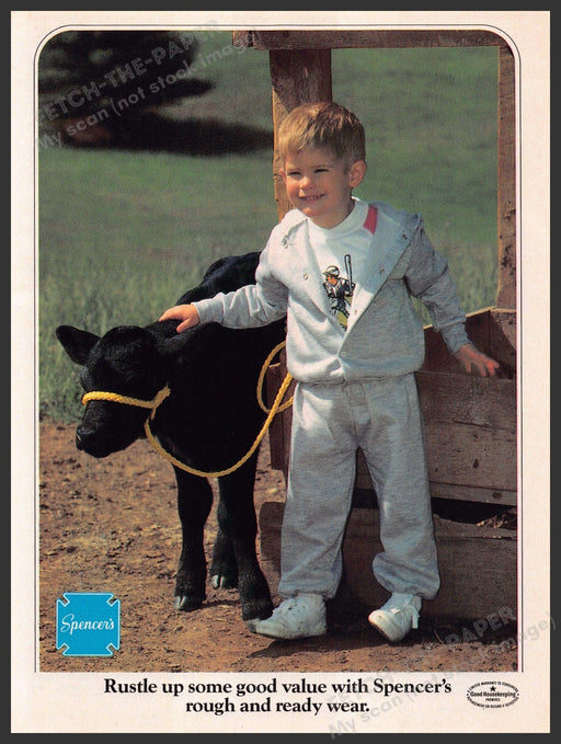 Spencer's 1980s Magazine Print Advertisement 1985 Black Calf Kid Clothing Cow Spencer's