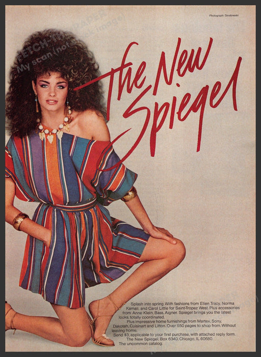 Spiegel Fashion 1980s Print Advertisement 1982 Legs BIG Hair Fetch-the-Paper