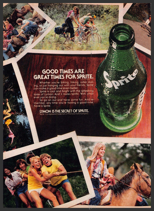 Sprite 1970s Print Advertisement 1979 Good Times Legs Outdoor Activities Sprite