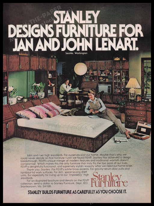 Stanley Furniture 1980s Print Advertisement Ad 1980 Lenart Seattle Washington Fetch the Paper!