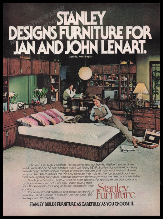 Stanley Furniture 1980s Print Advertisement Ad 1980 Lenart Seattle Washington Fetch the Paper!