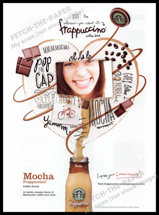 Starbucks Coffee 2010s Print Advertisement 2013 Mocha Frappuccino Starbucks