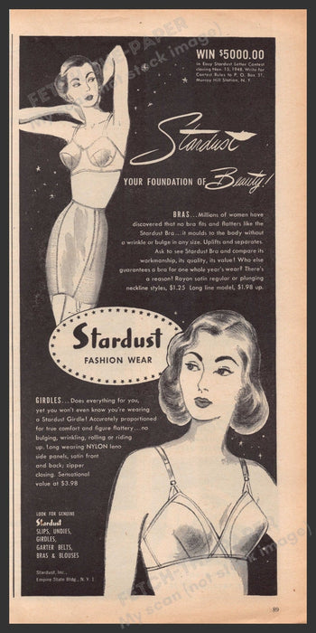 Stardust Bras & Girdles Lingerie 1940s Print Advertisement Ad 1948 Fetch-the-Paper