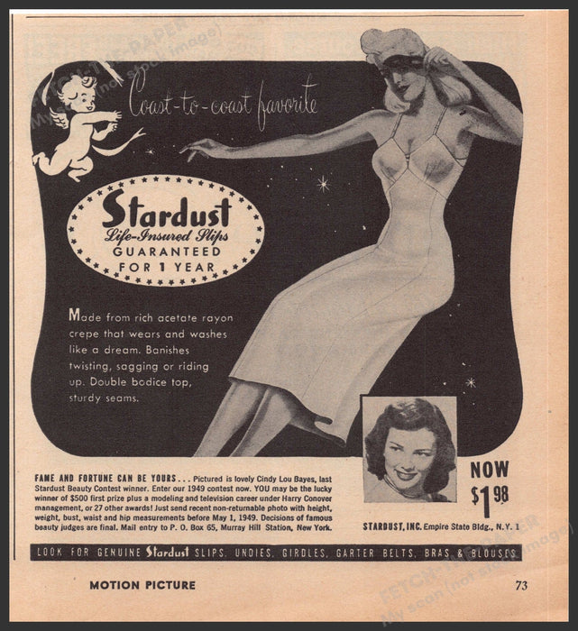 Stardust Life-insured Slips 1940s Print Advertisement Ad 1949 Fetch-the-Paper
