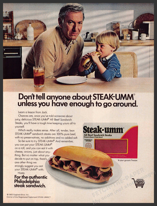 Steak-umm 1980s Magazine Print Advertisement 1983 Jack Klugman Little Boy Steak-umm