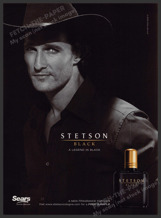 Stetson Black Cologne Matthew McConaughey 2000s Print Advertisement 2005 Fetch-the-Paper