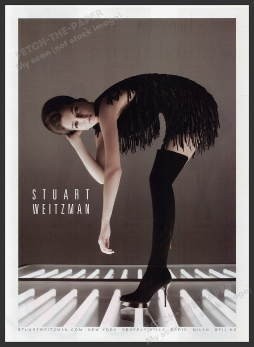 Stuart Weitzman Boots 2000s Print Advertisement 2009 Thigh High Legs Model Fetch-the-Paper