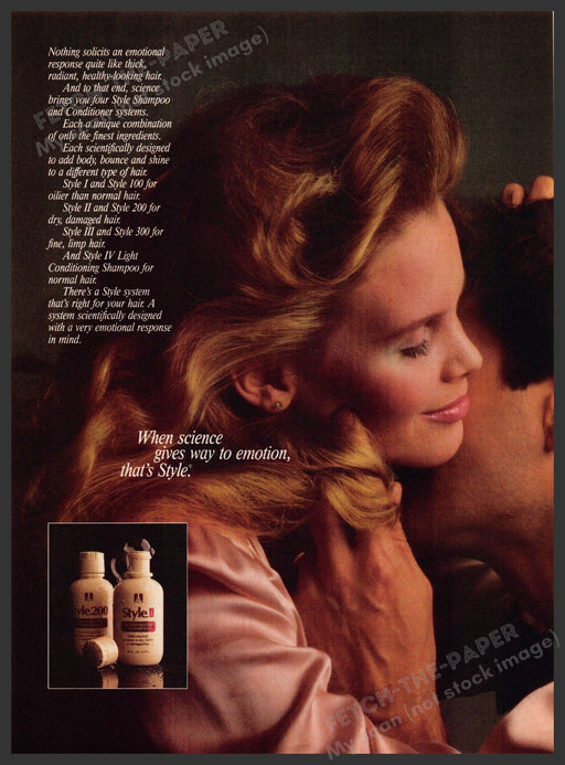 Style II 1980s Magazine Print Advertisement 1984 Hair Kissing Neck Couple Style II