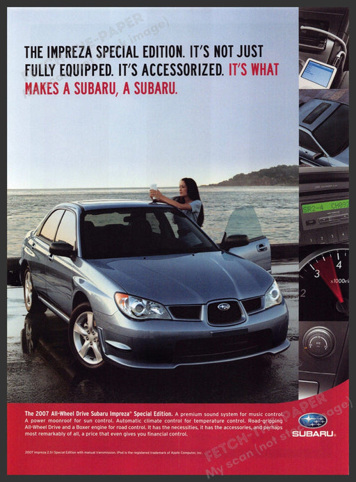 Subaru Impreza 2000s Print Advertisement 2007 Beach Sand Special Edition Fetch-the-Paper