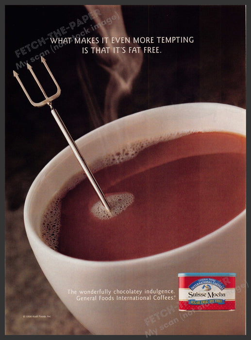 Suisse Mocha 1990s Magazine Print Advertisement 1998 Devil Trident Stirrer Suisse Mocha