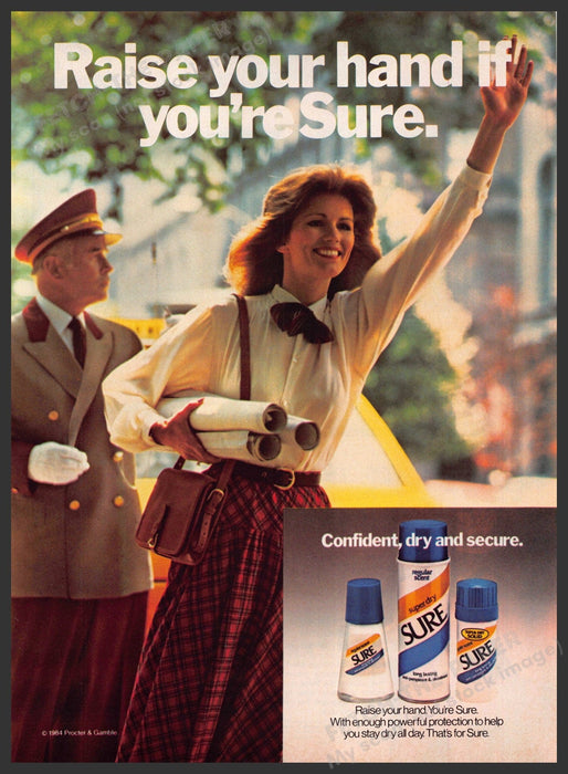 Sure Deodorant 1980s Magazine Print Advertisement 1984 Female Architect Engineer Sure