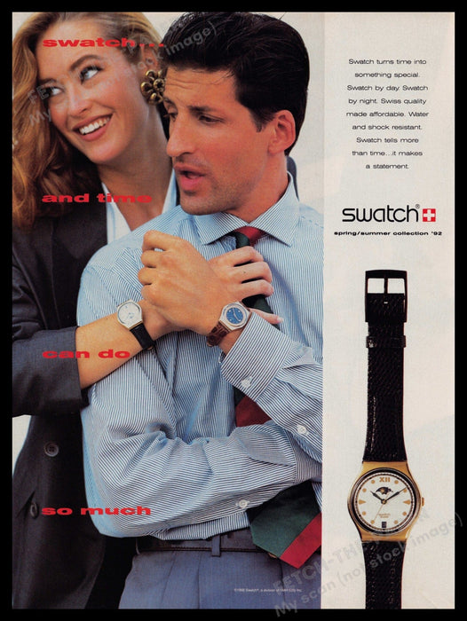 Swatch Watch 1990s Print Advertisement Ad 1992 Spring Summer Collection Fetch-the-Paper