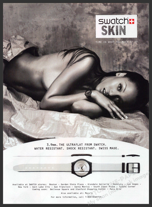 Swatch Watch Tyra Banks 1990s Print Advertisement 1999 Bare Skin Swatch