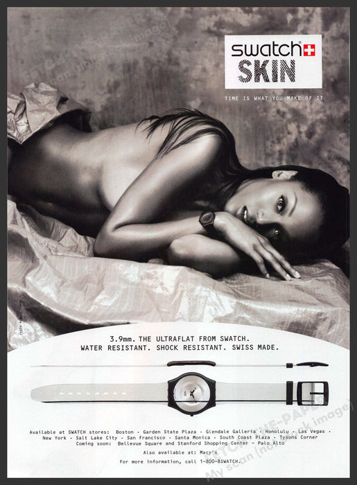 Swatch Watch Tyra Banks 1990s Print Advertisement 1999 Bare Skin Swatch