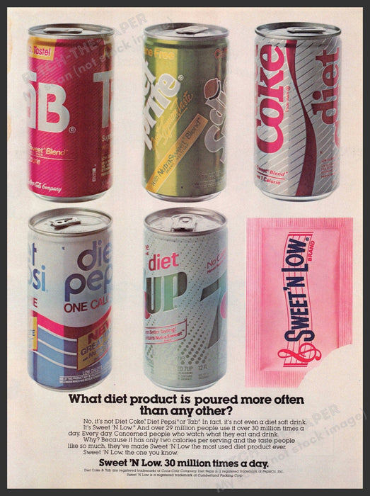 Sweet 'n Low 1980s Magazine Print Advertisement 1985 Diet Sodas Pop Sweet 'n Low