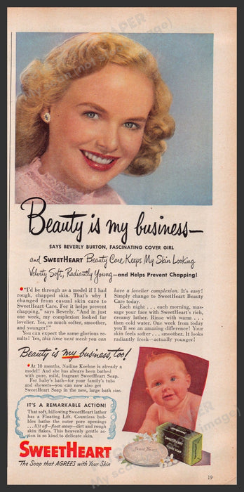 SweetHeart Soap Beverly Burton 1940s Print Advertisement Ad 1949 Fetch-the-Paper